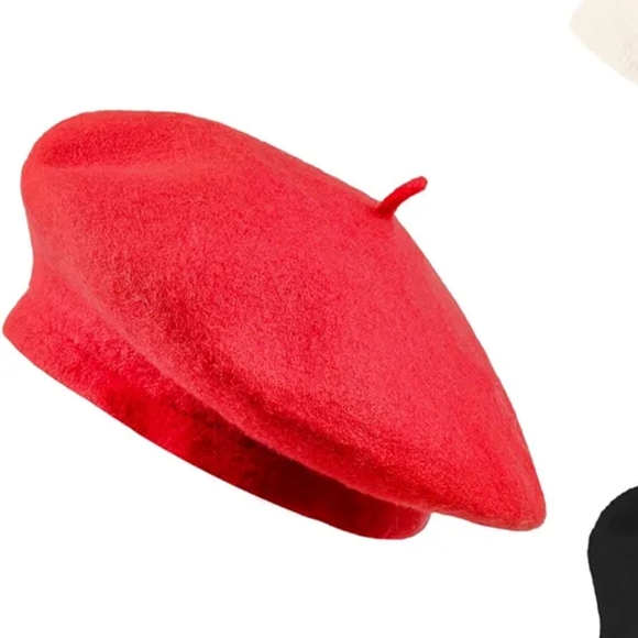 Cute Red Wool French Beret for Girls or Ladies - Picture 4 of 4
